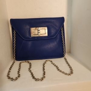 Blue Apt 9 purse with silver chain strap